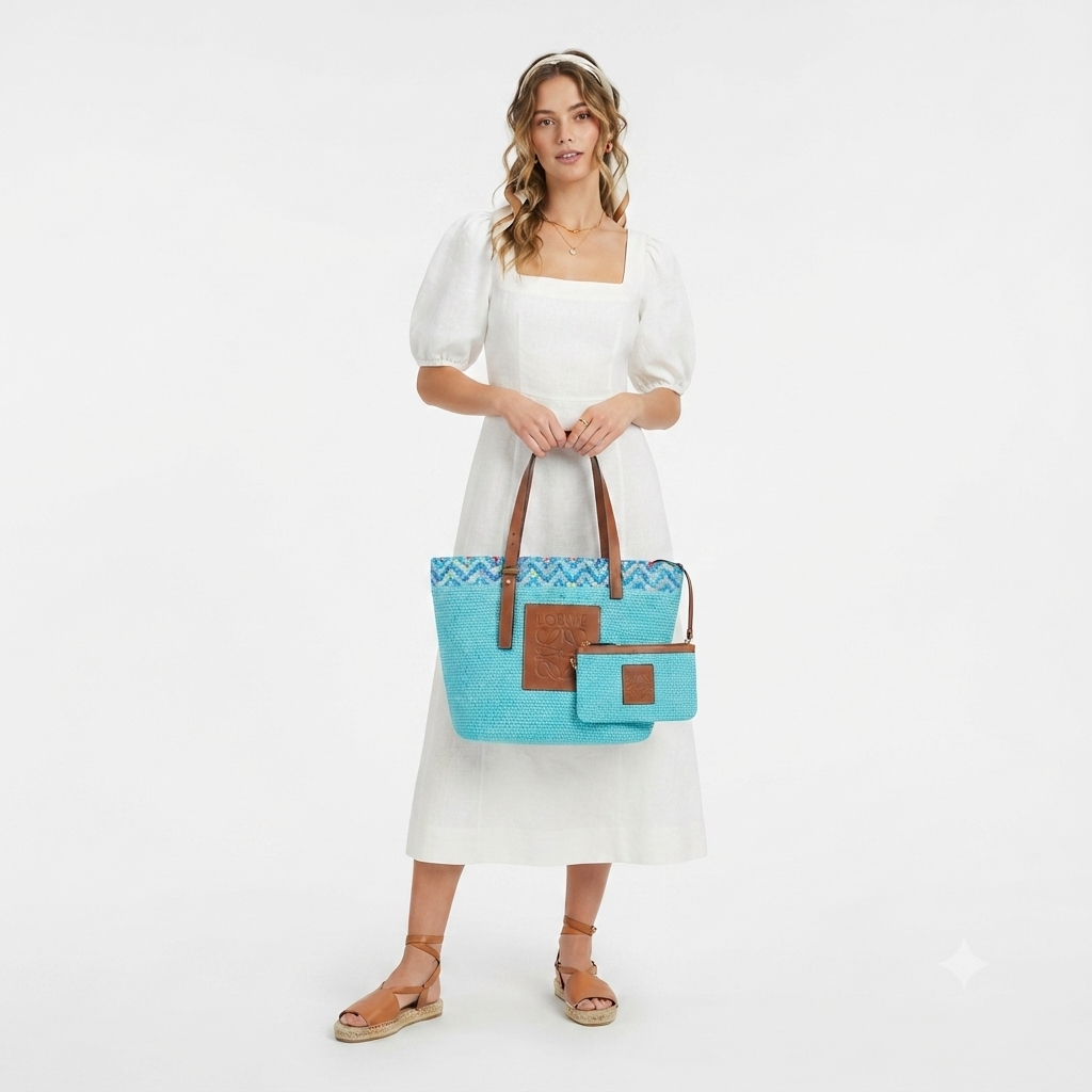 Loewe Anagram Raffia Tote Bag