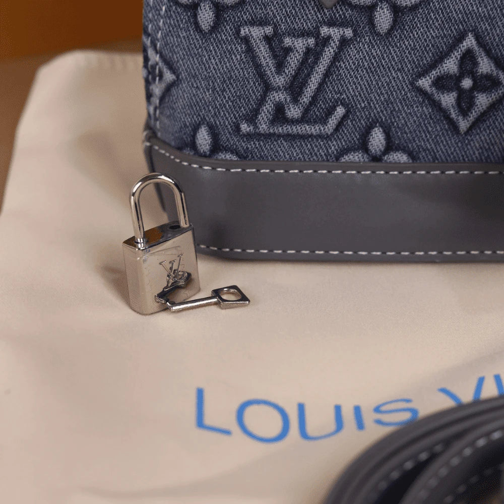‏Louis Vuitton Alma BB Denim Bag – Blue Monogram with Grey Leather trim