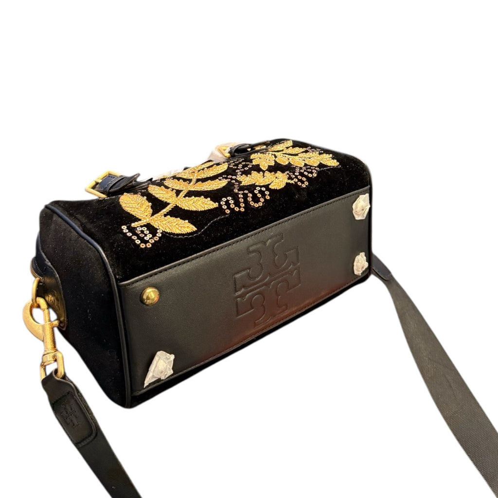 Tory Burch Embroidered Velvet Satchel Bag