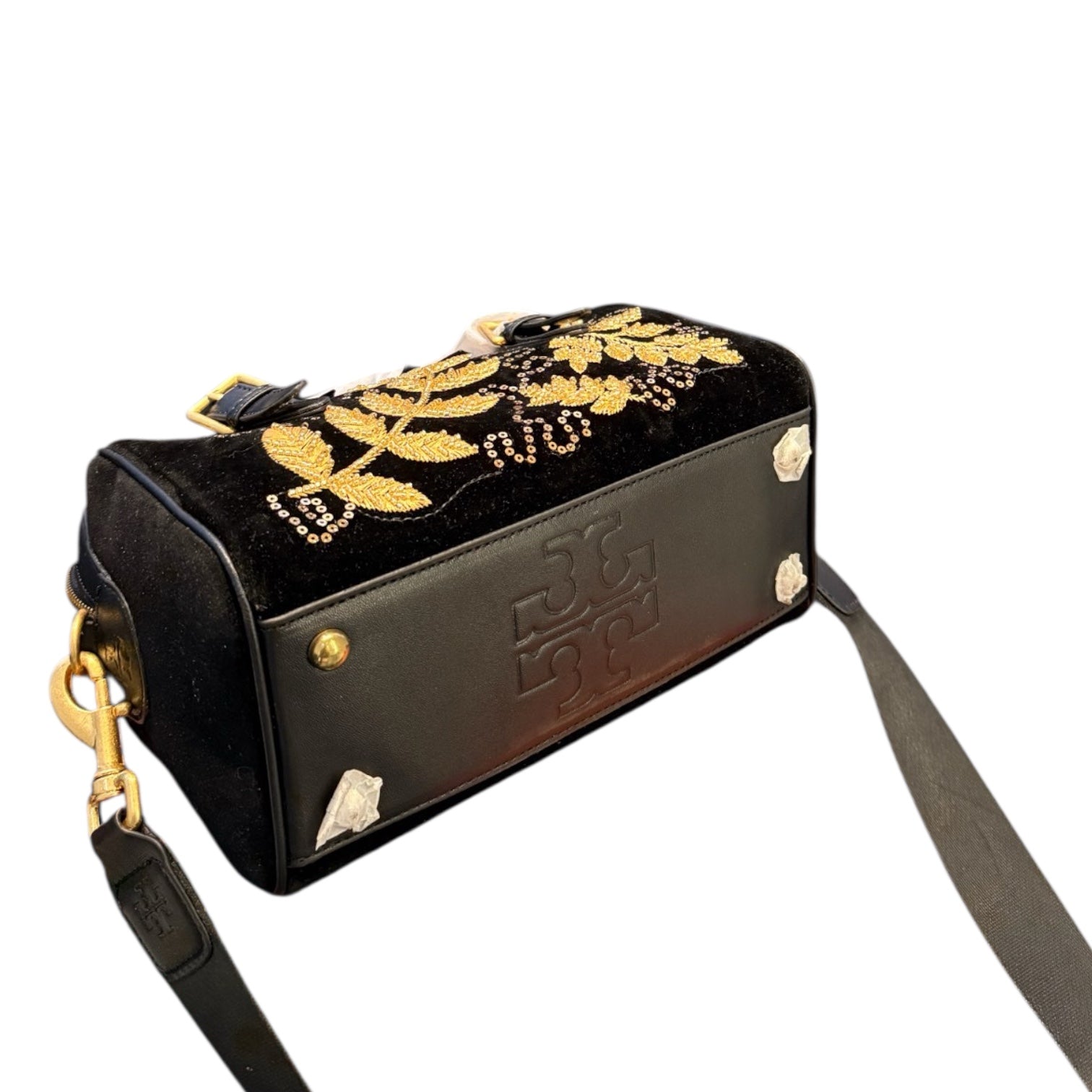 Tory Burch Embroidered Velvet Satchel Bag