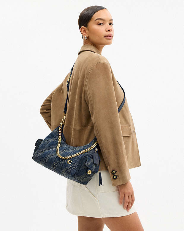 Coach Quilted Denim Cargo Shoulder Bag