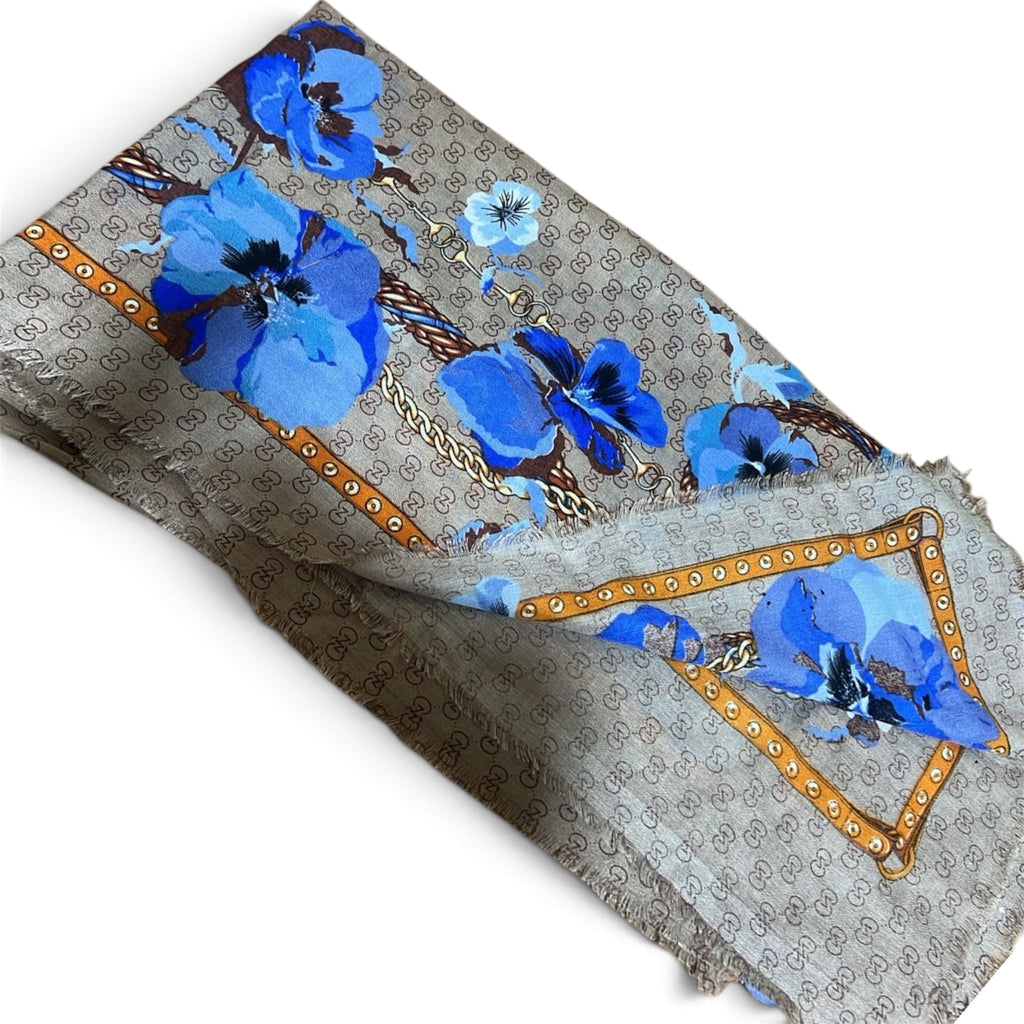 Gucci GG Flora Print Square Scarf