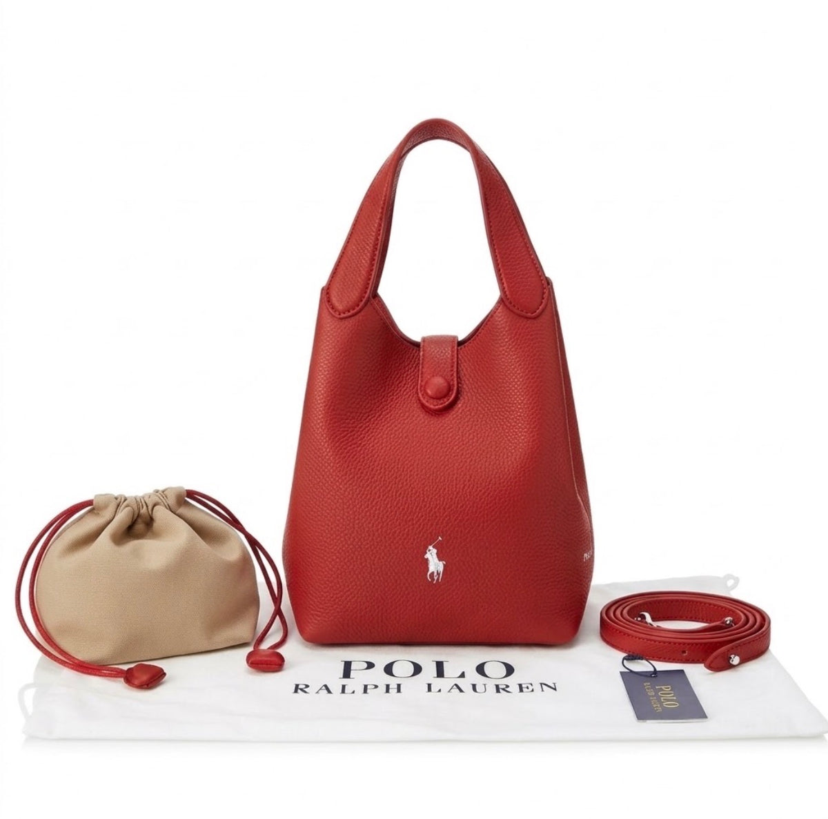 Polo Ralph Lauren Polo ID Pebble Leather Bucket Bag