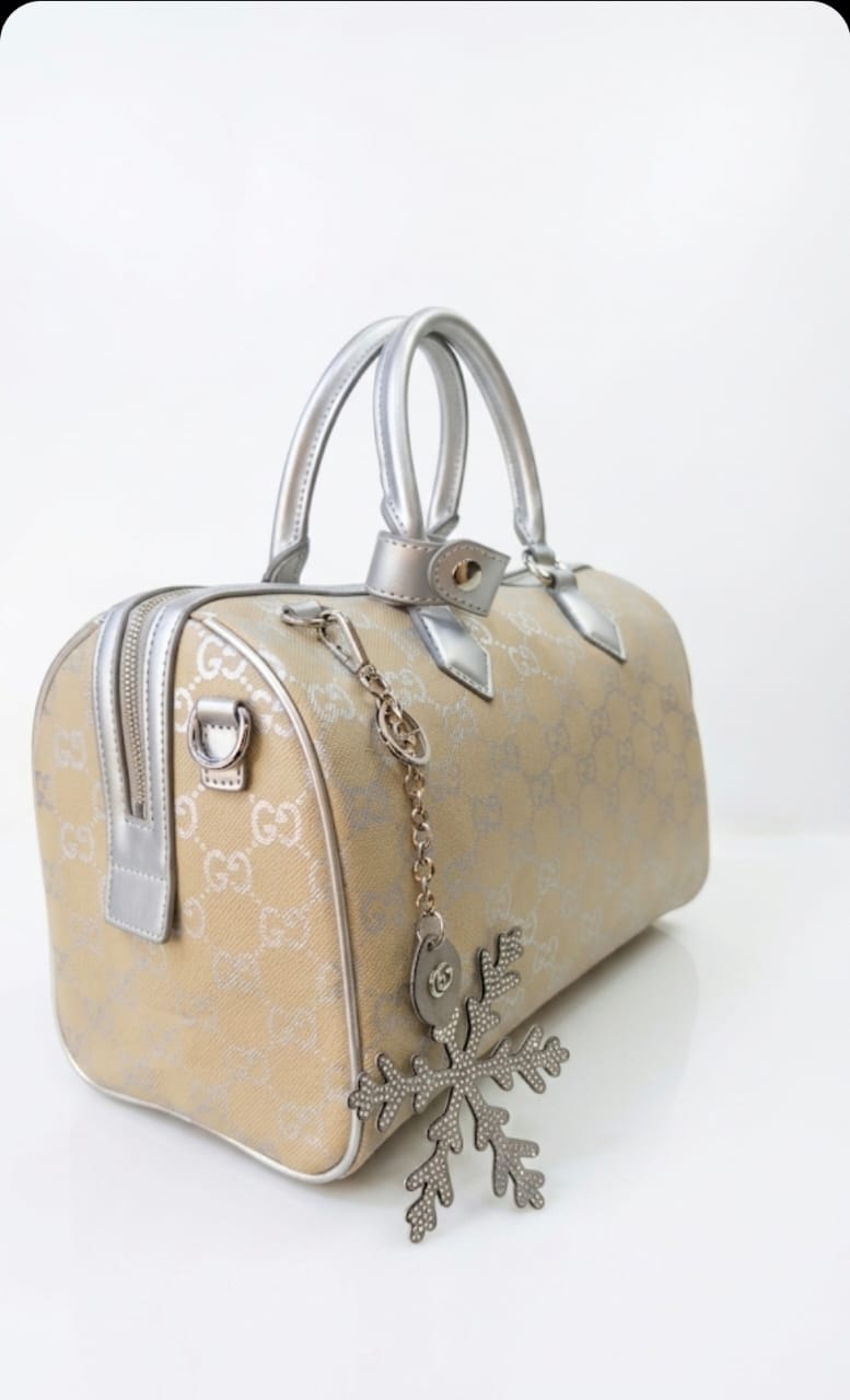Gucci GG Monogram Boston Bag with Snowflake Charm