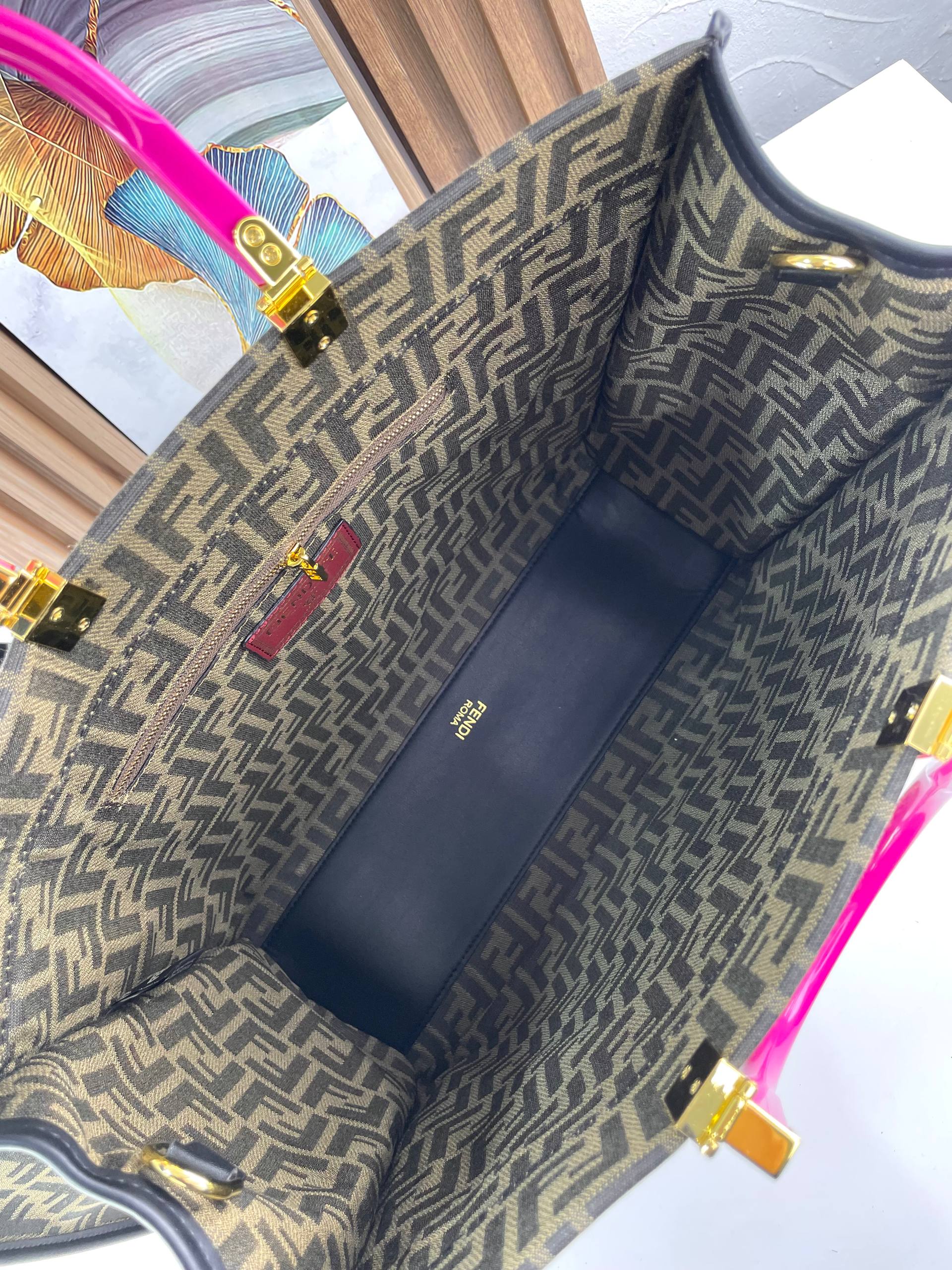 FENDACE (Fendi x Versace) Tote Bag – FF Canvas with Medusa Crystal Design