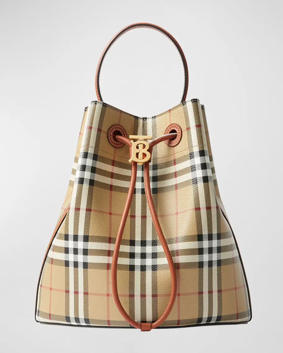 Burberry TB Monogram Check Bucket Bag