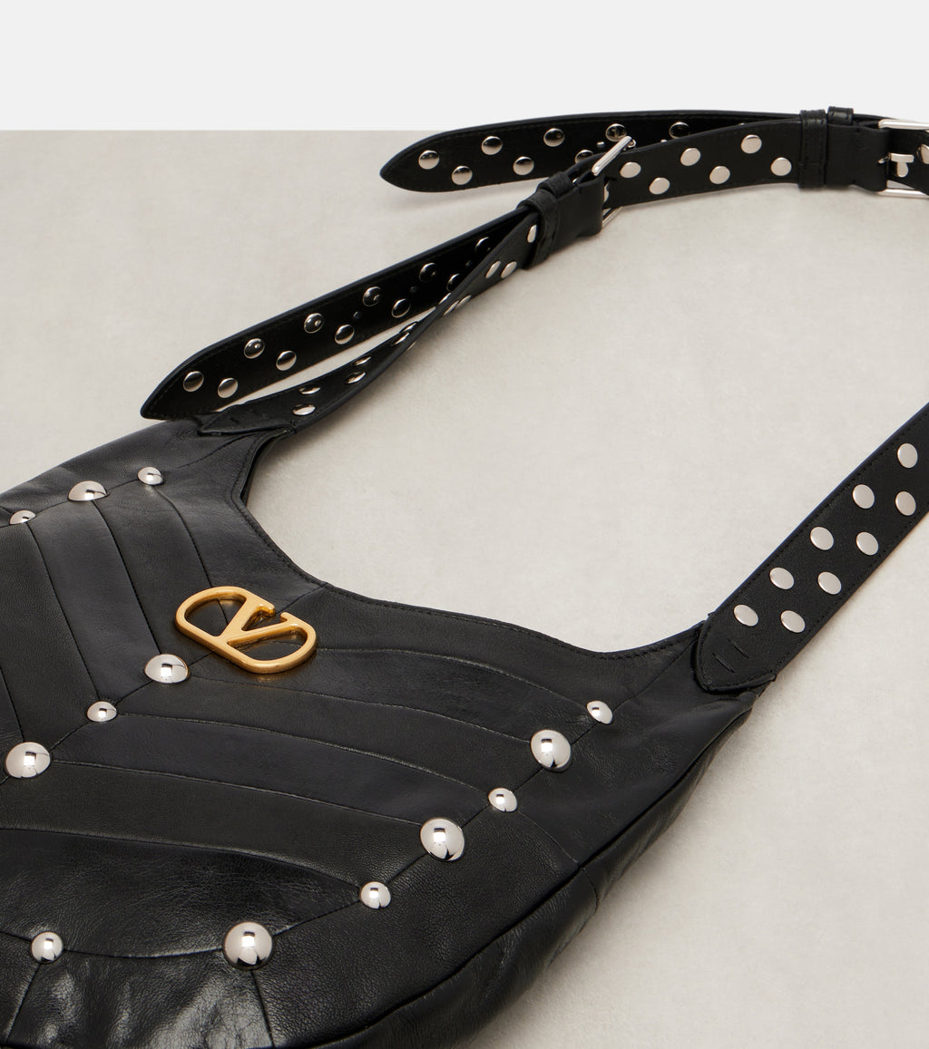 Valentino Garavani VLogo Suede Studded Hobo Bag