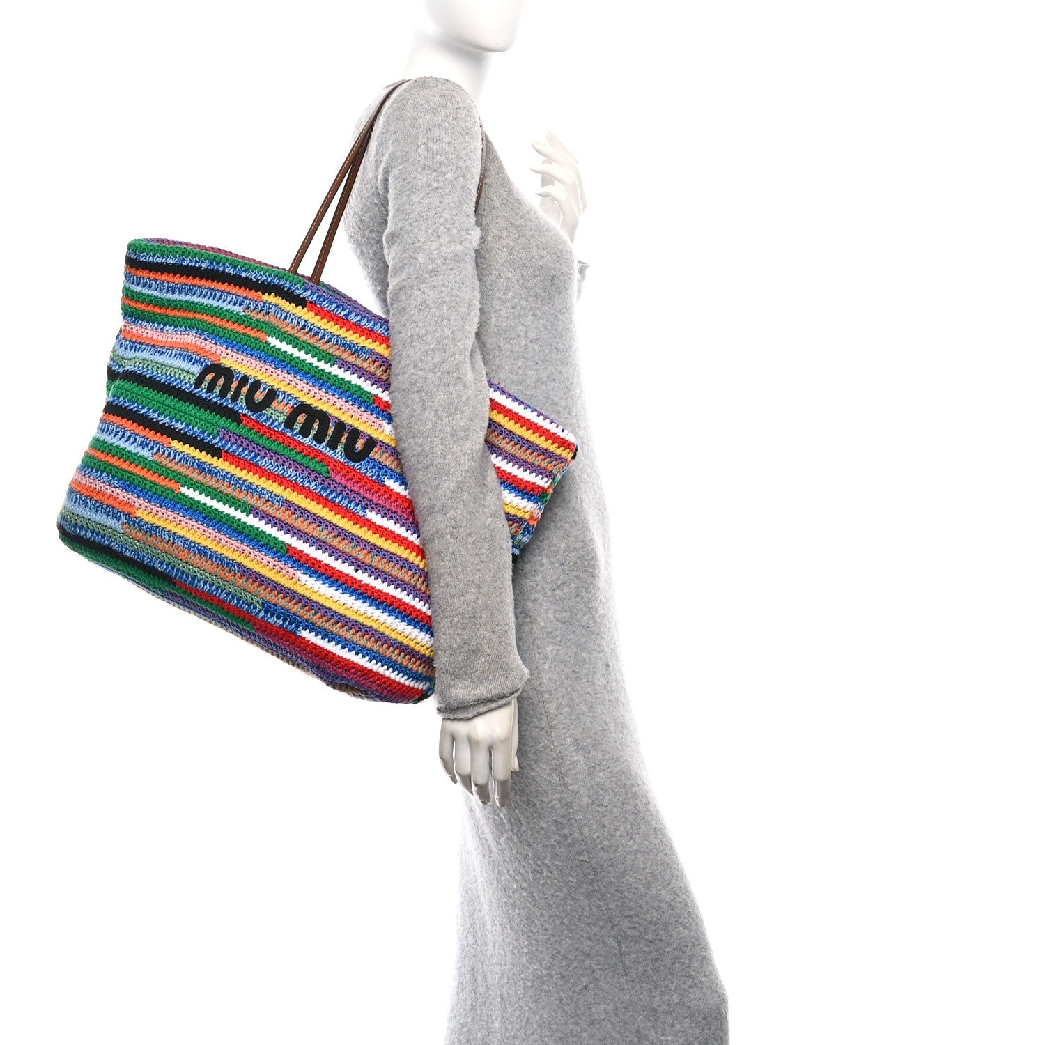 Miu Miu Striped Crochet Tote Bag