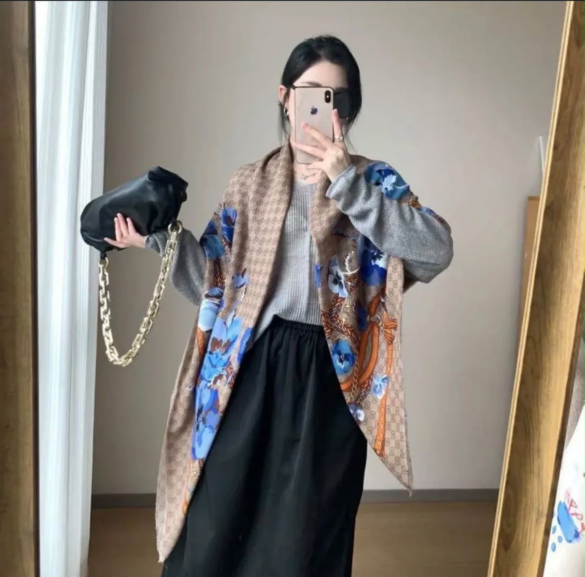Gucci GG Flora Print Square Scarf