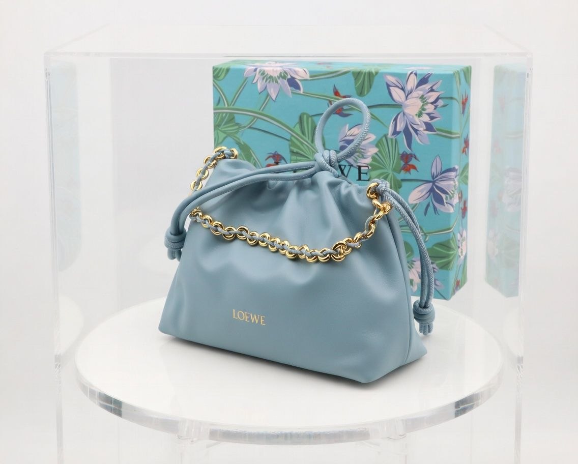 Loewe Flamenco Leather Chain Clutch Bag