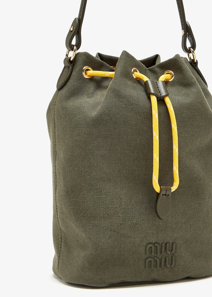 Miu Miu Logo Canvas Drawstring Bucket Bag