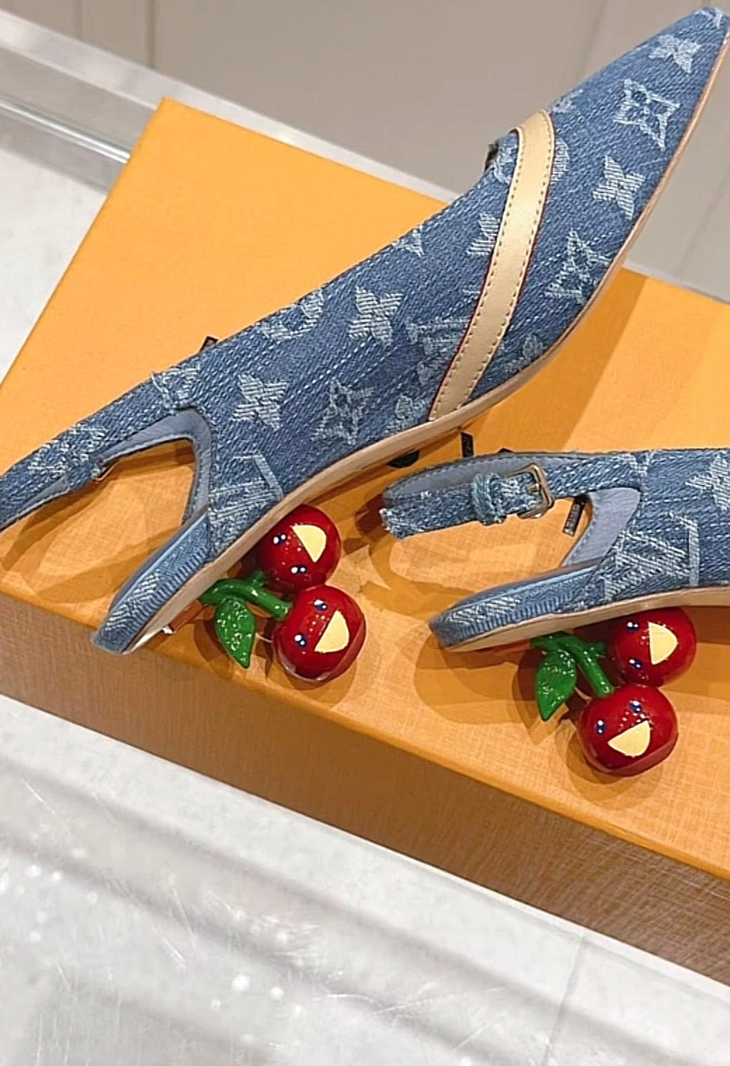 Louis Vuitton Cherry Monogram Slingback Heels