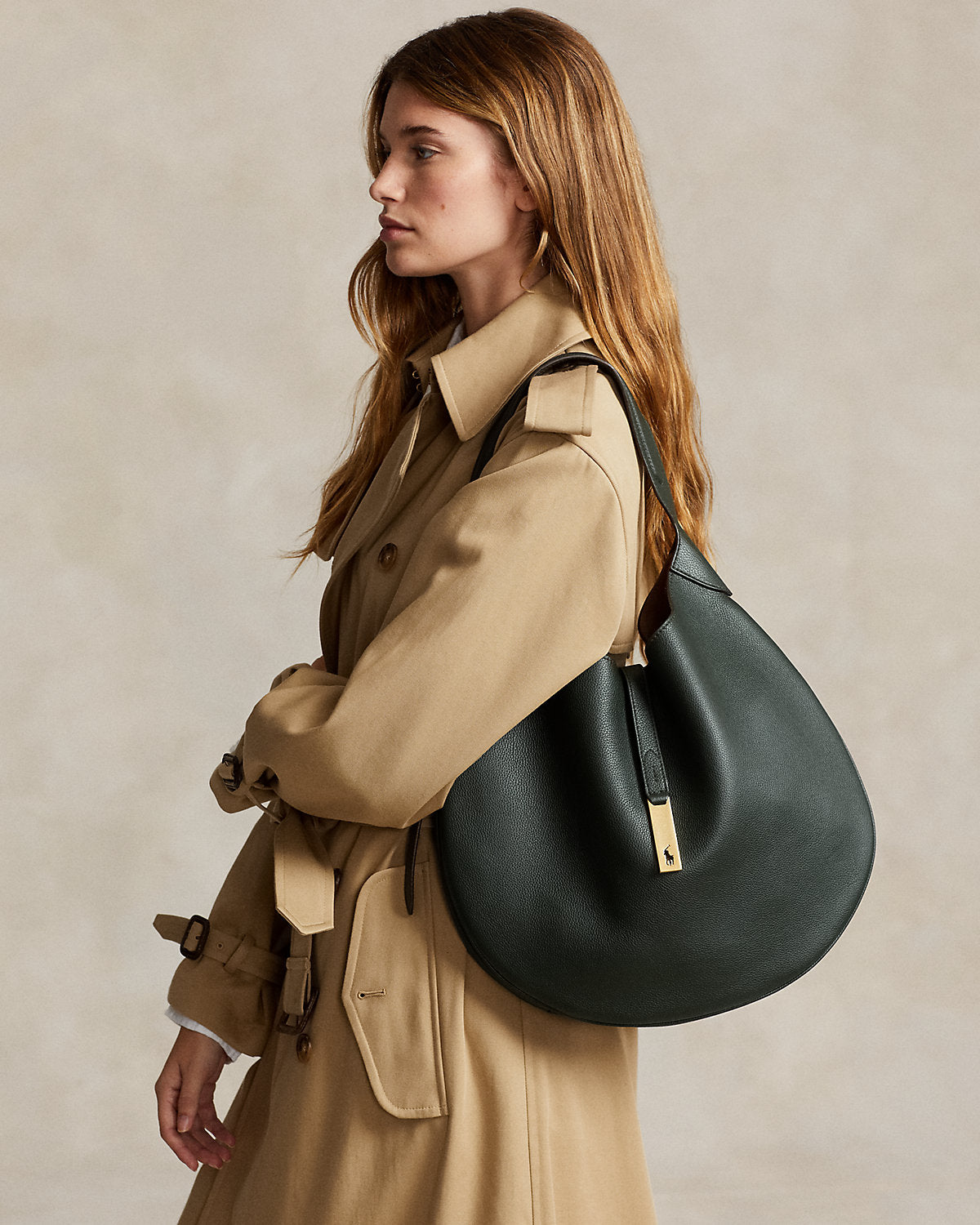 Polo Ralph Lauren Polo ID Leather Hobo Shoulder Bag