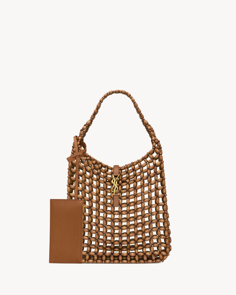 Saint Laurent LE 5 À 7 Hobo Bag in Beaded Wood