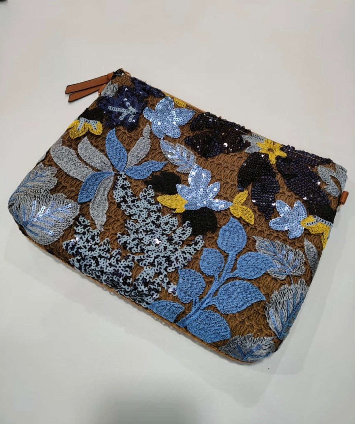 Floral Sequin Crossbody Pouch Bag