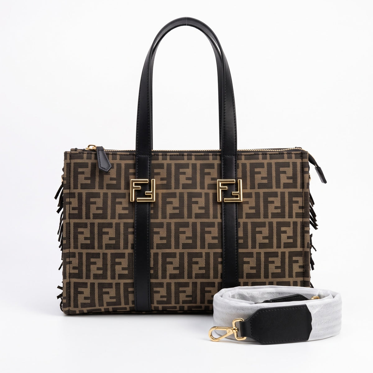 Fendi Multicolor Embroidered FF Baguette Tote Bag