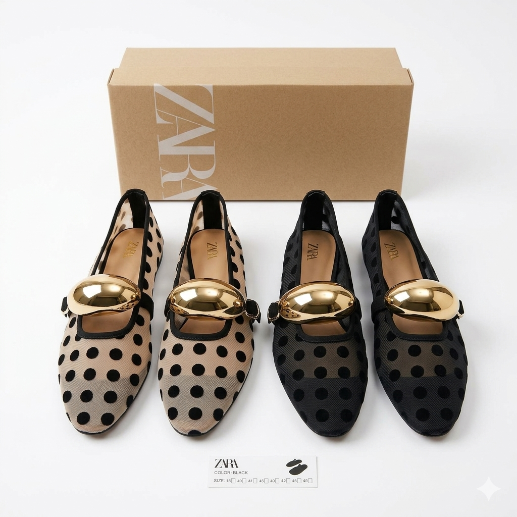 Zara Statement Buckle Ballet Flats