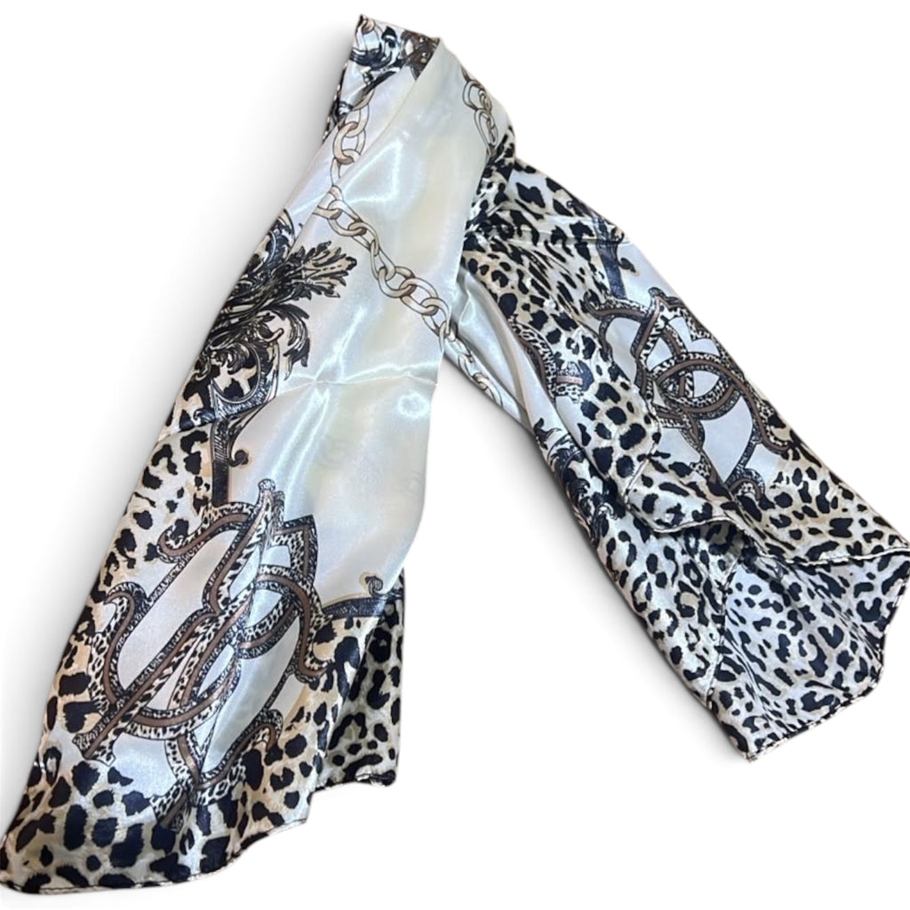 Dolce & Gabbana Leopard & Baroque Print Silk Scarf