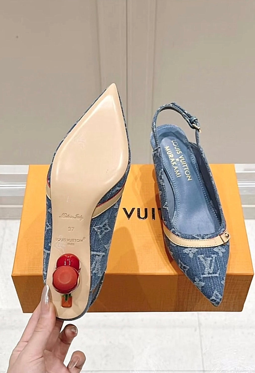 Louis Vuitton Cherry Monogram Slingback Heels