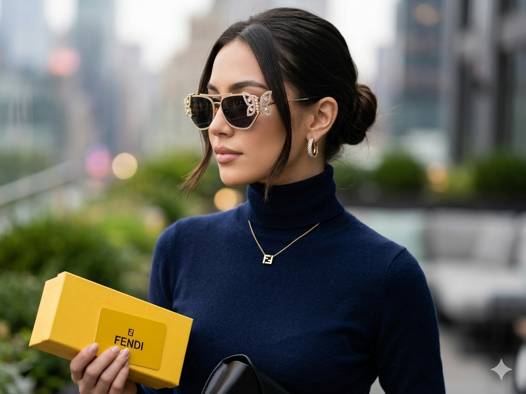Fendi Crystal Butterfly Embellished Sunglasses