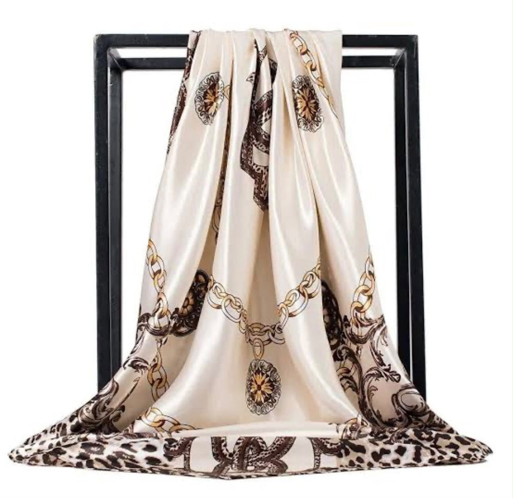 Dolce & Gabbana Leopard & Baroque Print Silk Scarf