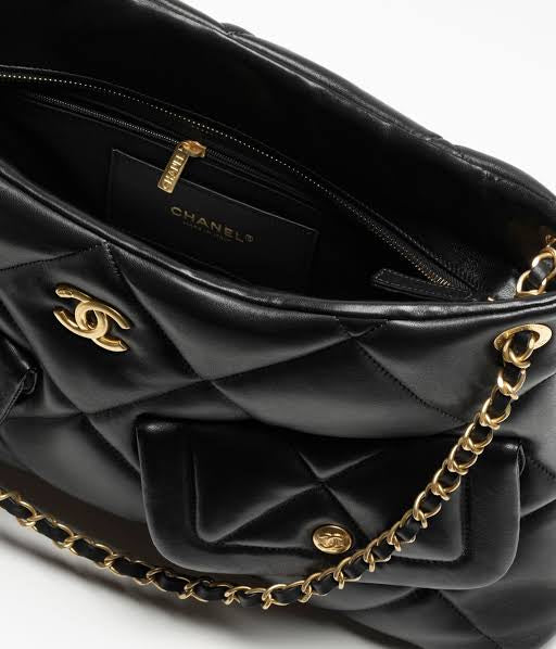 Chanel Large Quilted Pocket Tote Bag