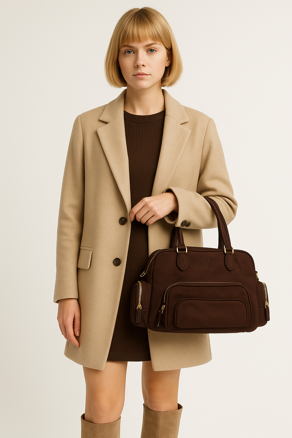 Miu Miu Velvety Leather Utility Bag