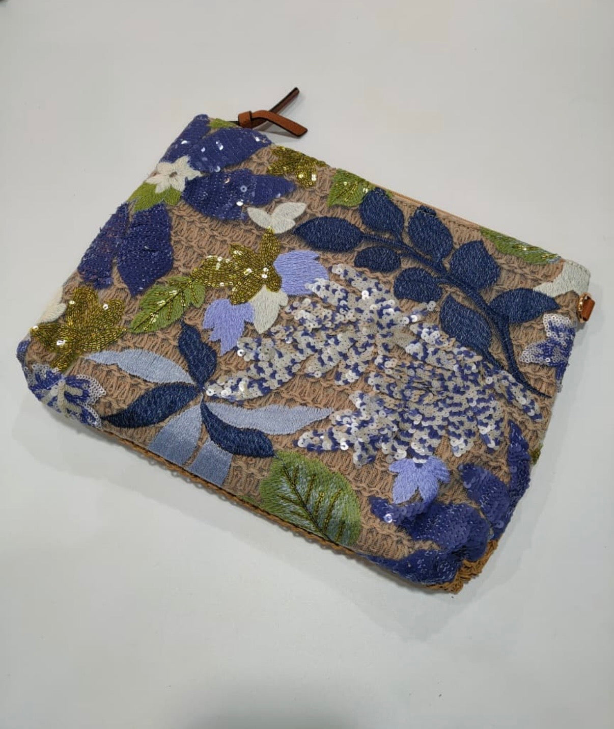 Floral Sequin Crossbody Pouch Bag