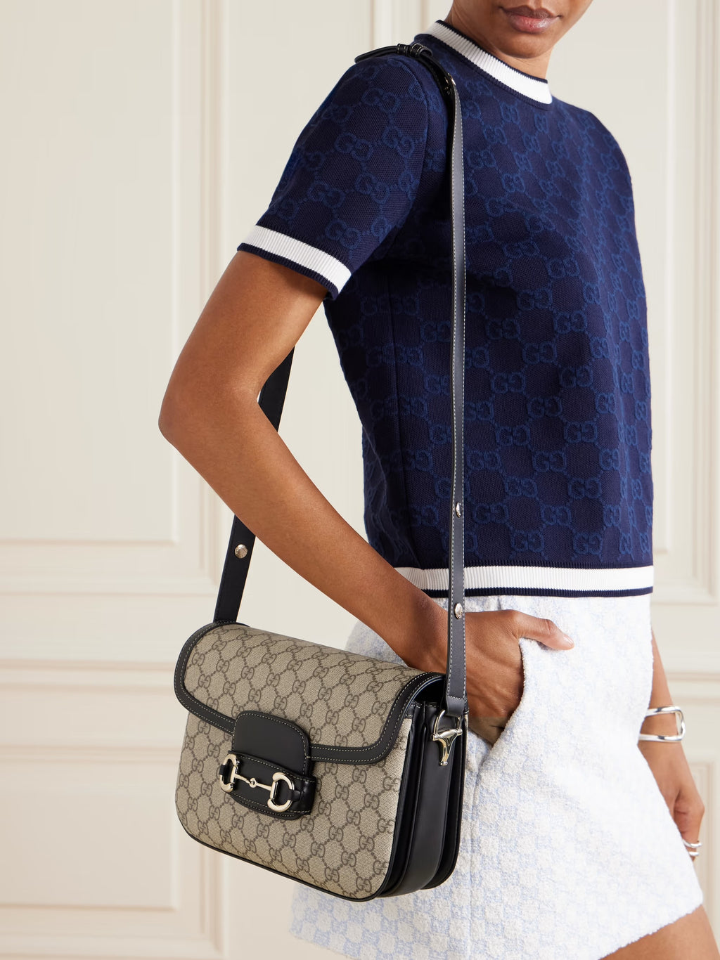 Gucci GG Supreme Horsebit Shoulder Bag