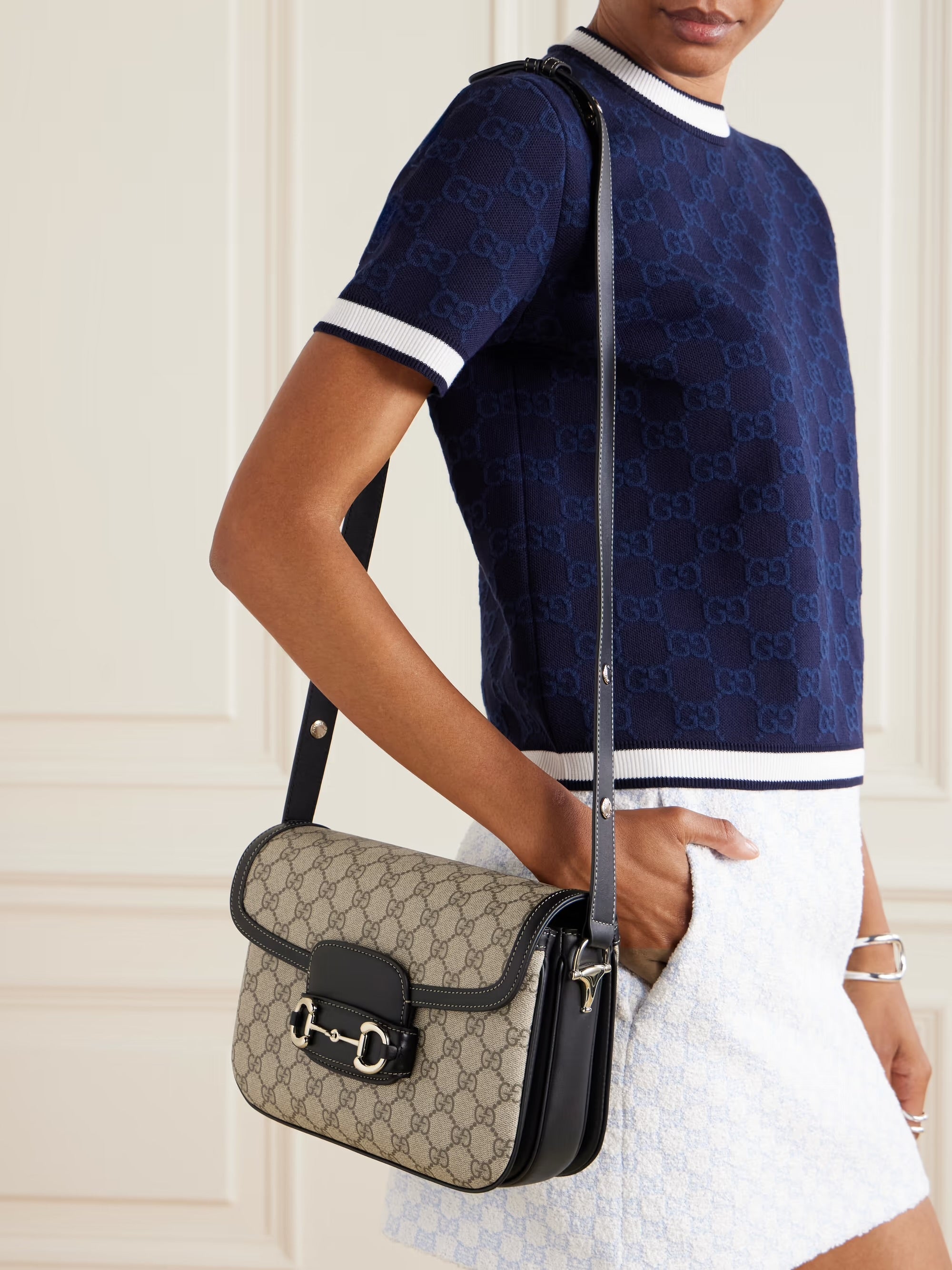 Gucci GG Supreme Horsebit Shoulder Bag