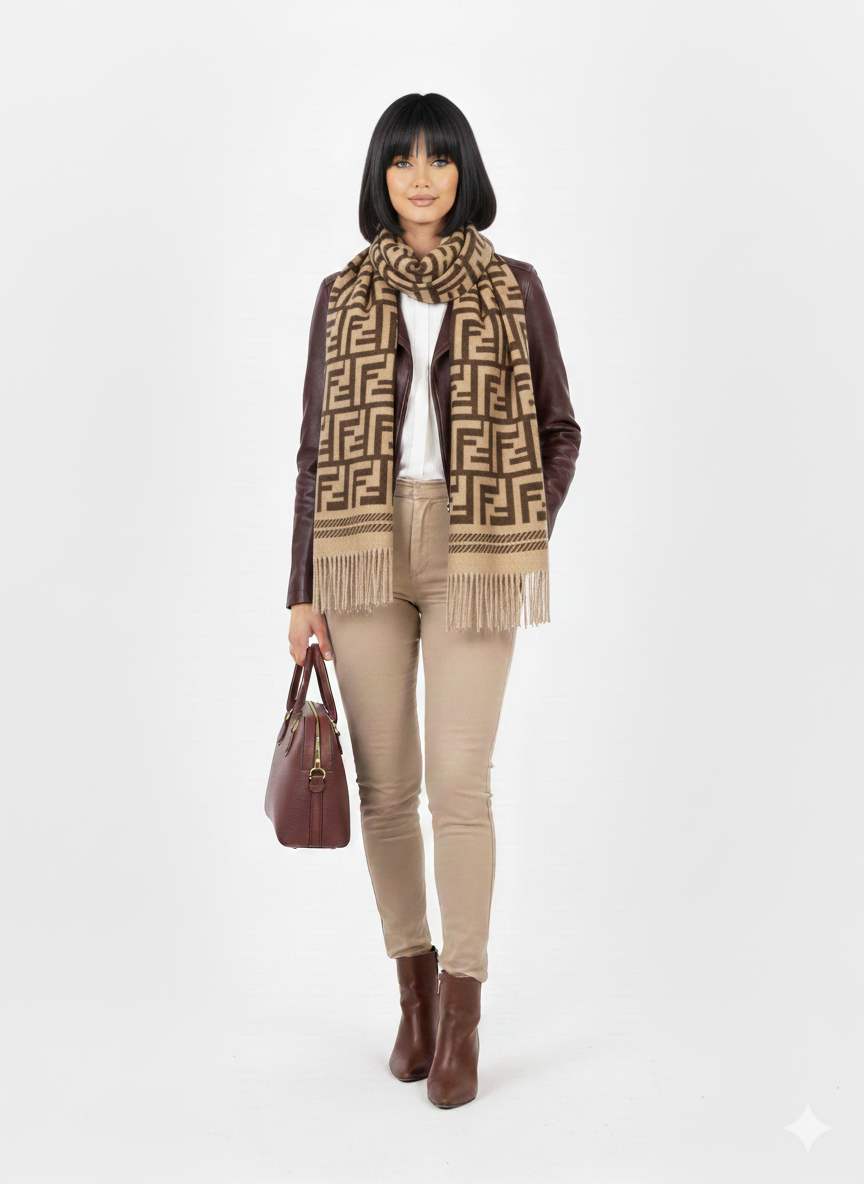 Fendi FF Logo Double-Face Wool Scarf