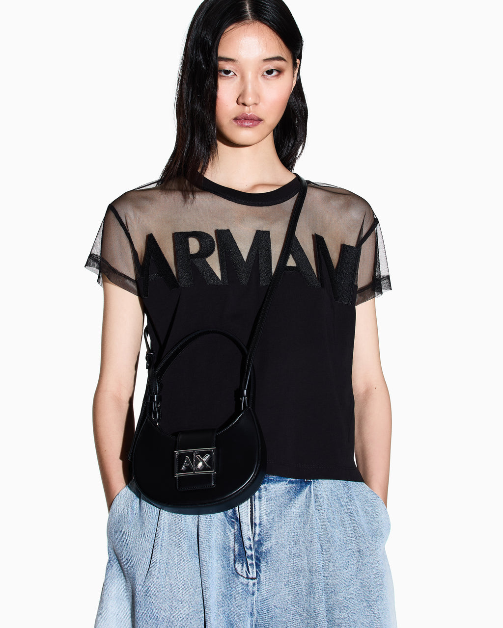 Armani Exchange Logo Buckle Shoulder Bag