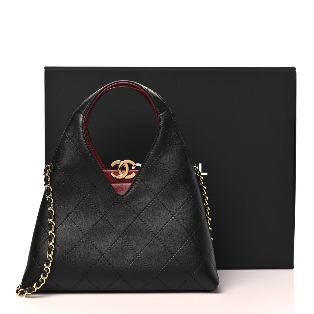 Chanel Small Quilted Hobo Bag with Cutout Handle