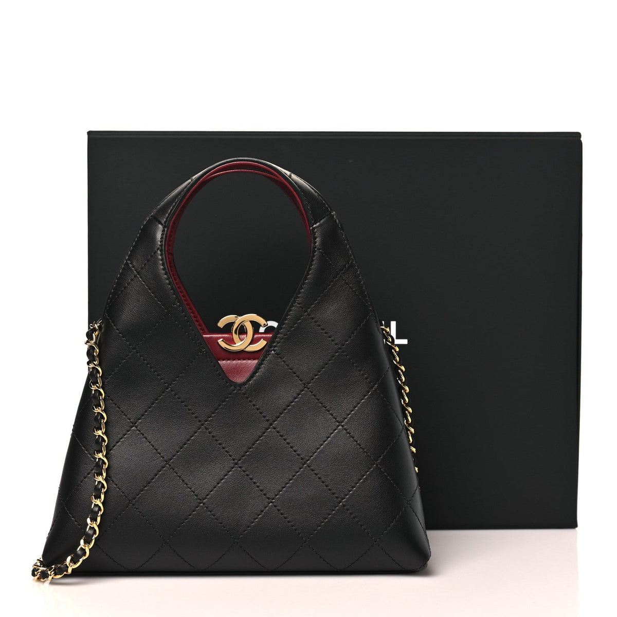 Chanel Small Quilted Hobo Bag with Cutout Handle