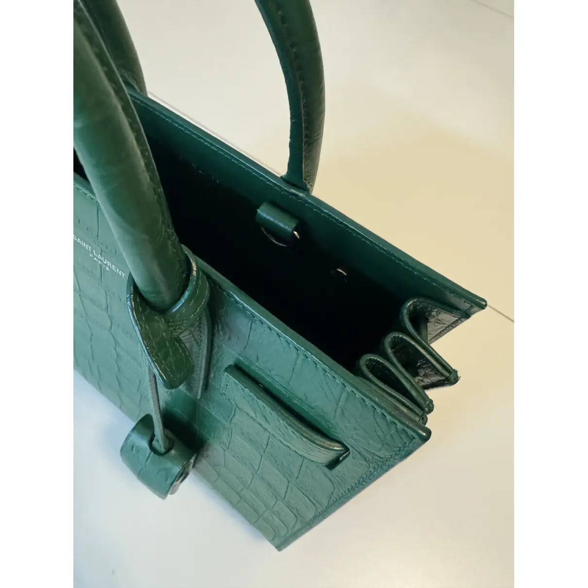 Saint Laurent Sac de Jour Nano – Crocodile Embossed Leather