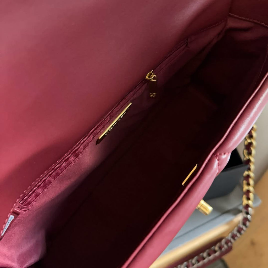 Chanel 19 Flap Bag in Burgundy Leather