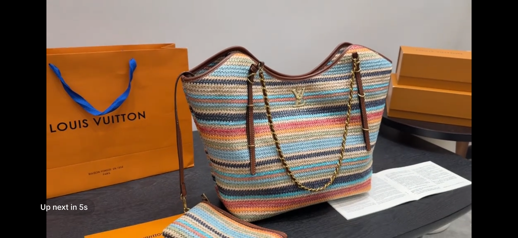 Louis Vuitton Raffia Tote Bag