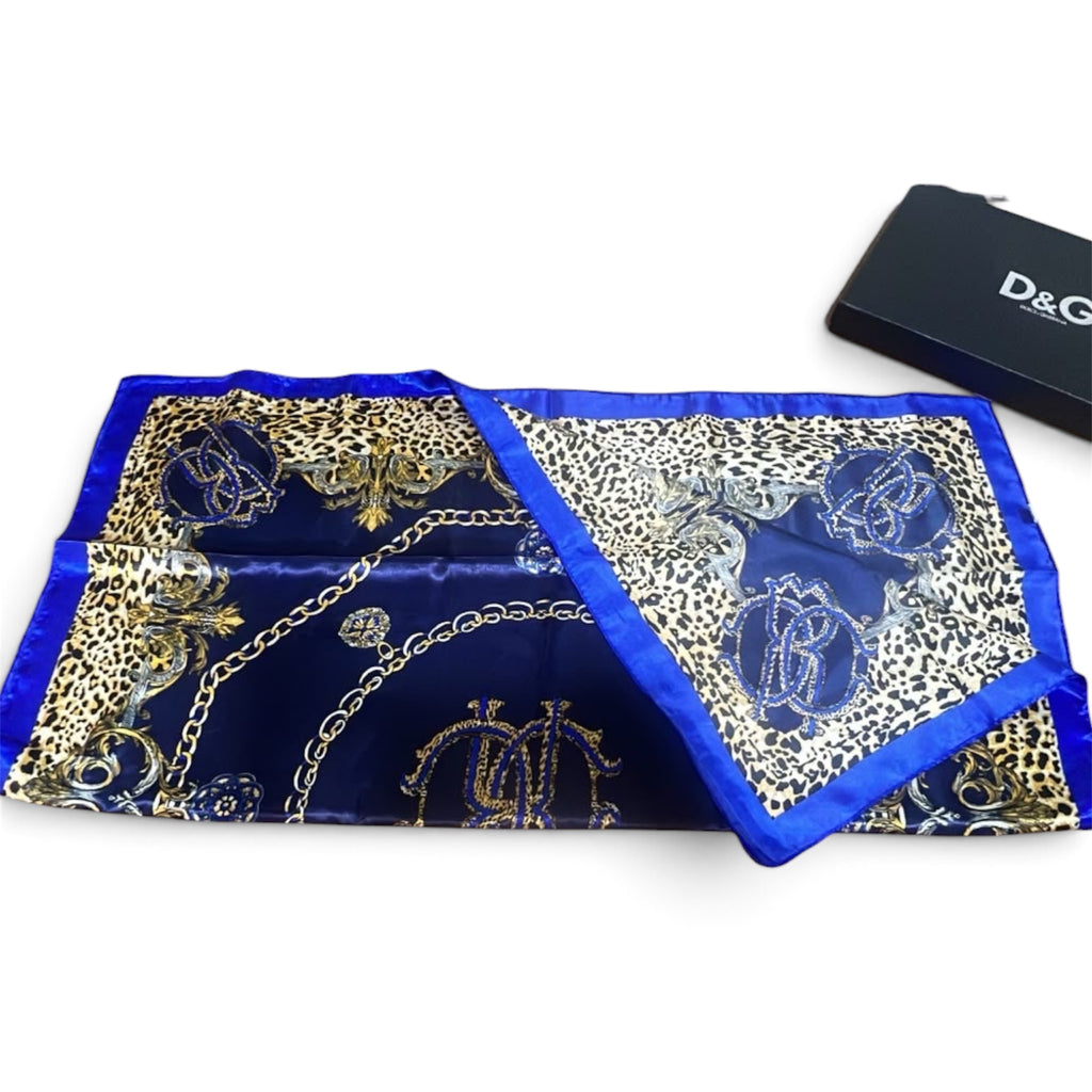 Dolce & Gabbana Leopard & Baroque Print Silk Square Scarf