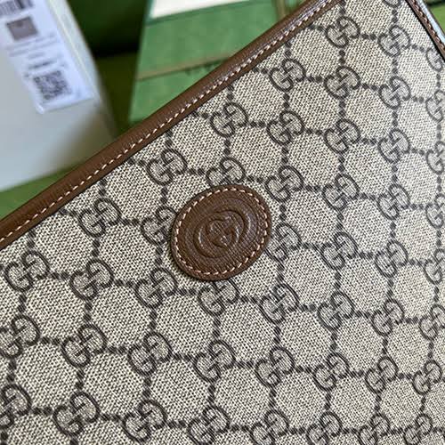 GUCCI BROWN GG INTERLOCKING POUCH
