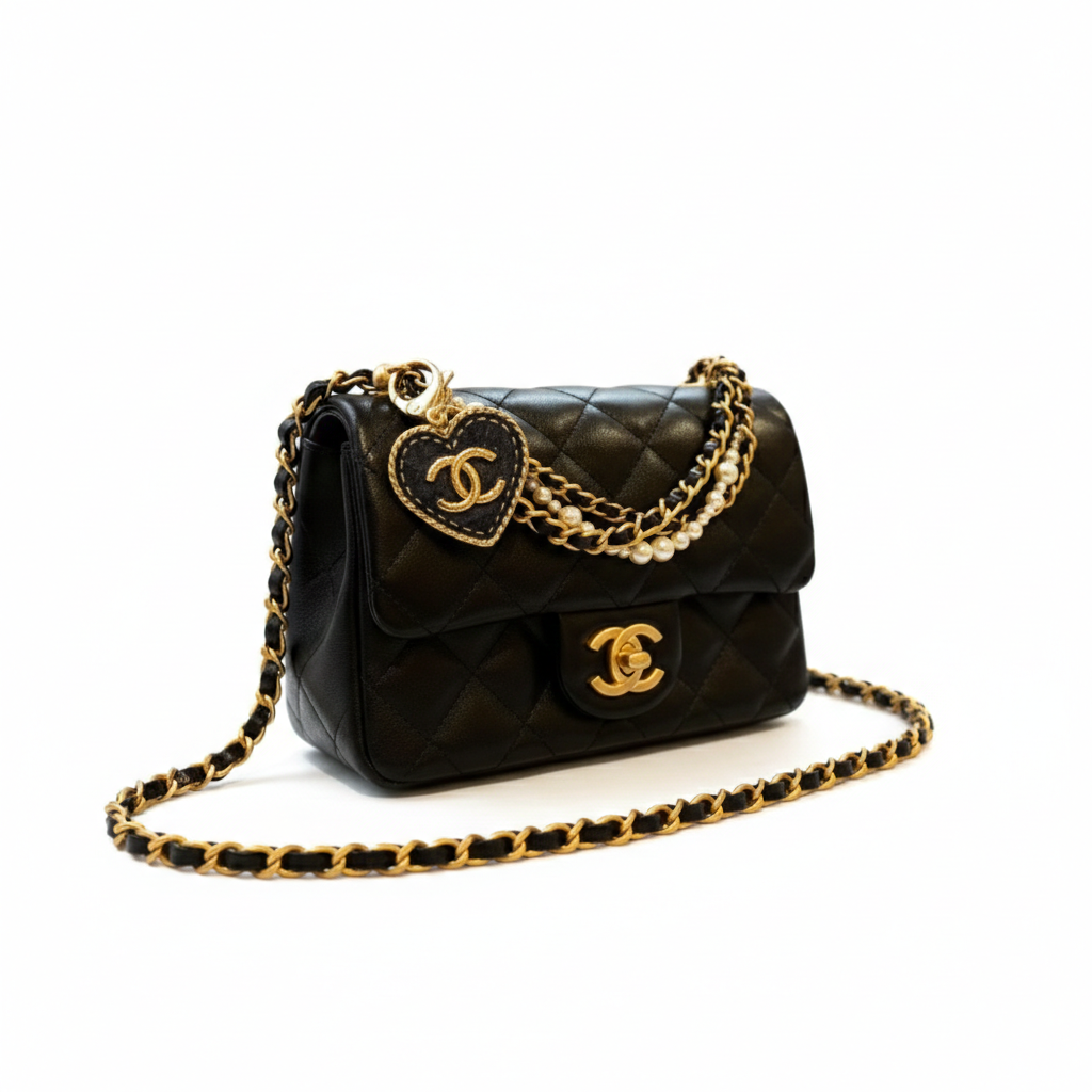 Mini Quilted Chain Shoulder Bag with Charm Details