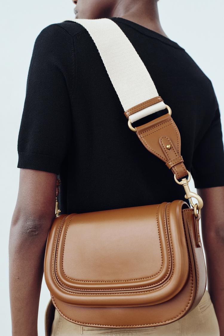 Zara Leather Crossbody Saddle Bag