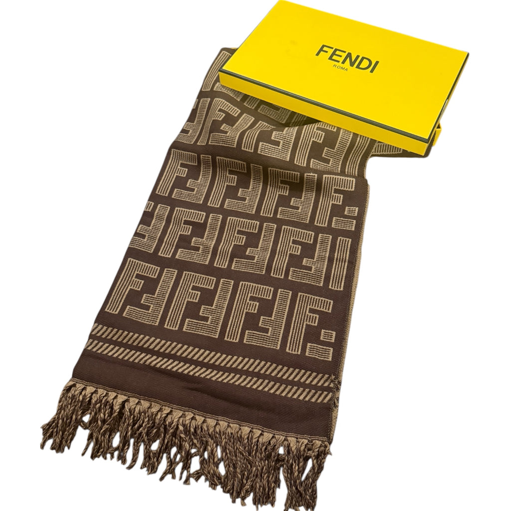 Fendi FF Logo Double-Face Wool Scarf
