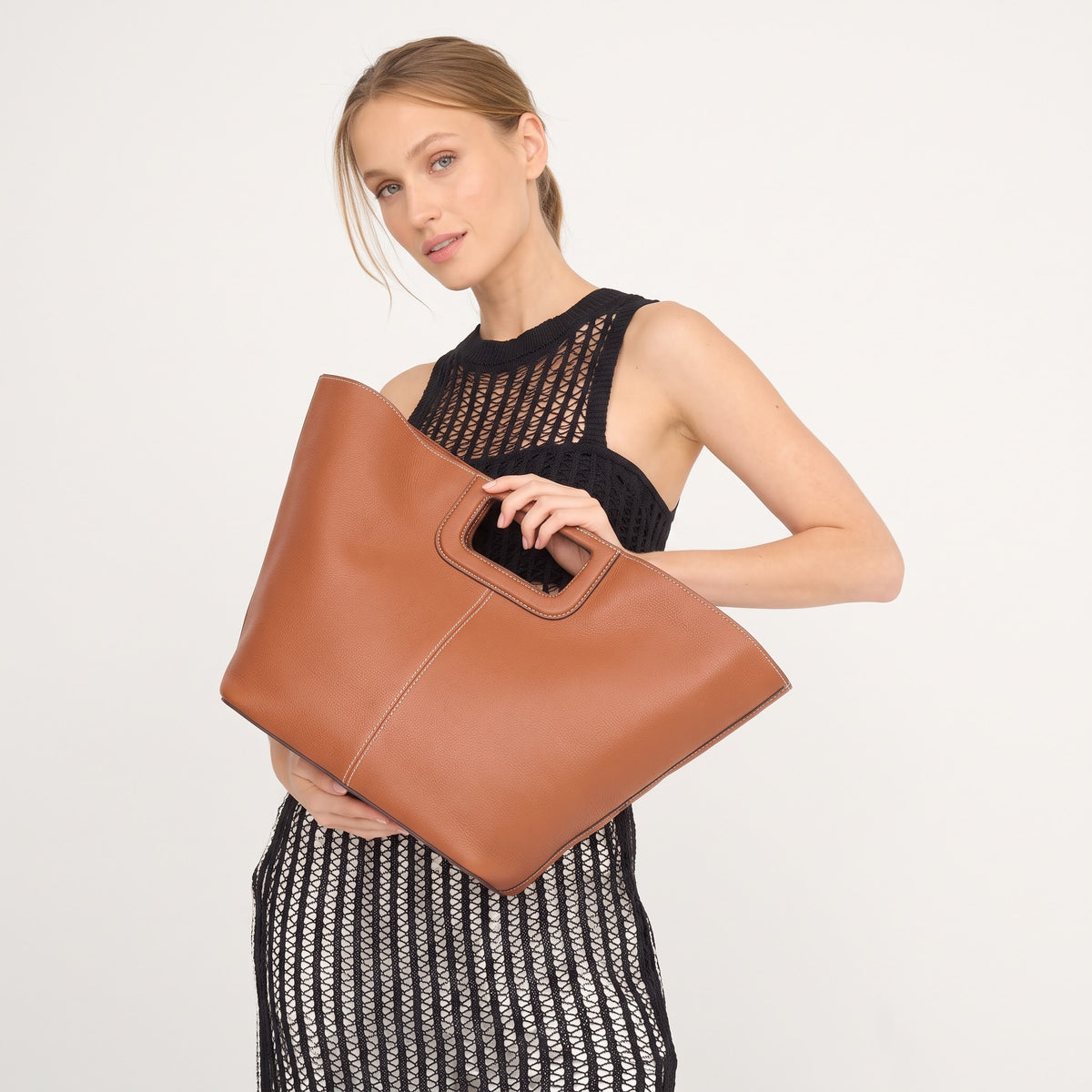 Zara Cutout Handle Tote Bag
