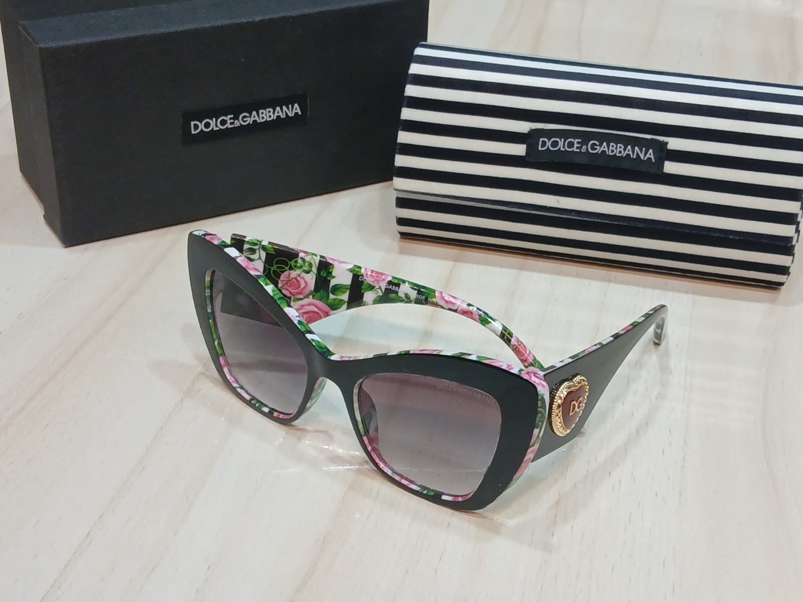Dolce & Gabbana Floral Cat-Eye Sunglasses