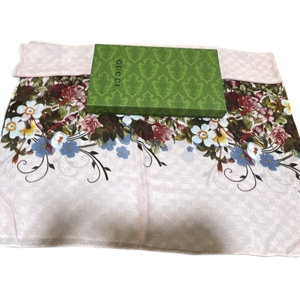 Gucci GG Flora Print Square Scarf