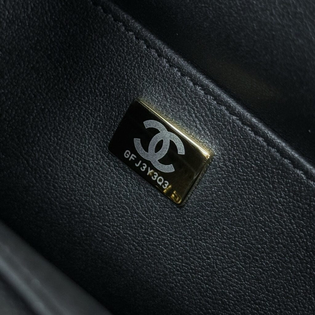 Chanel Shiny Caviar Quilted Mini Top Handle Flap Bag