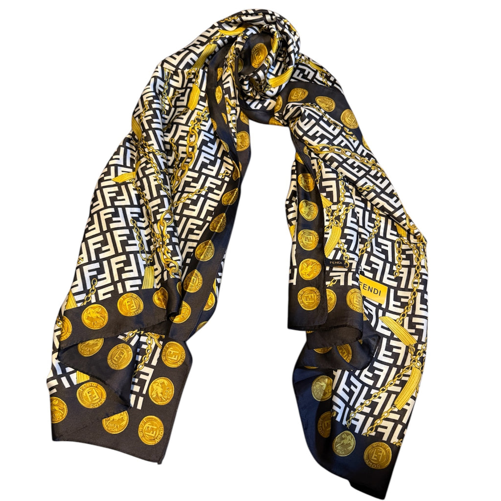 Fendi Logo Printed Silk Scarf