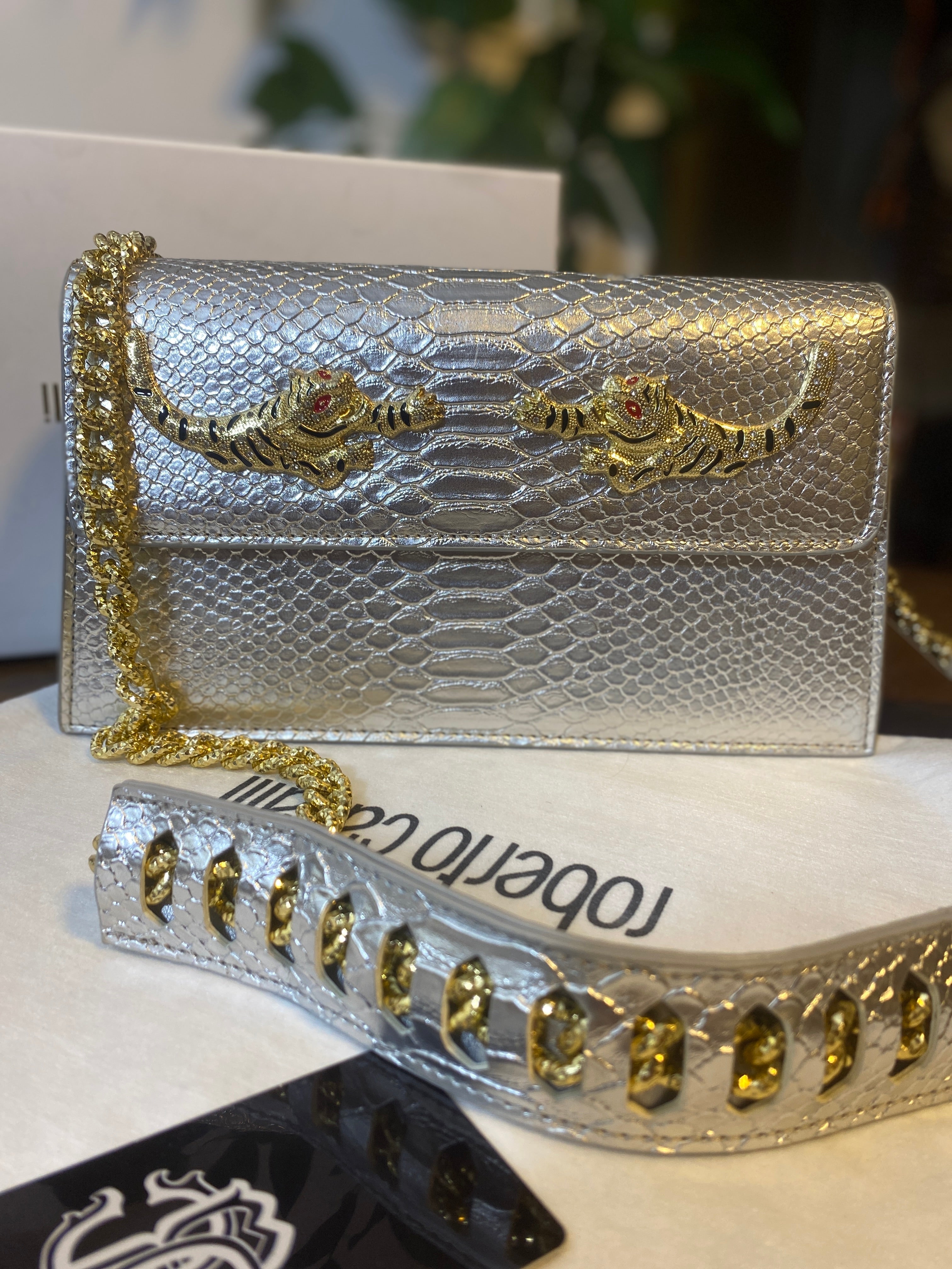 Roberto Cavalli Snake-Texture Bag