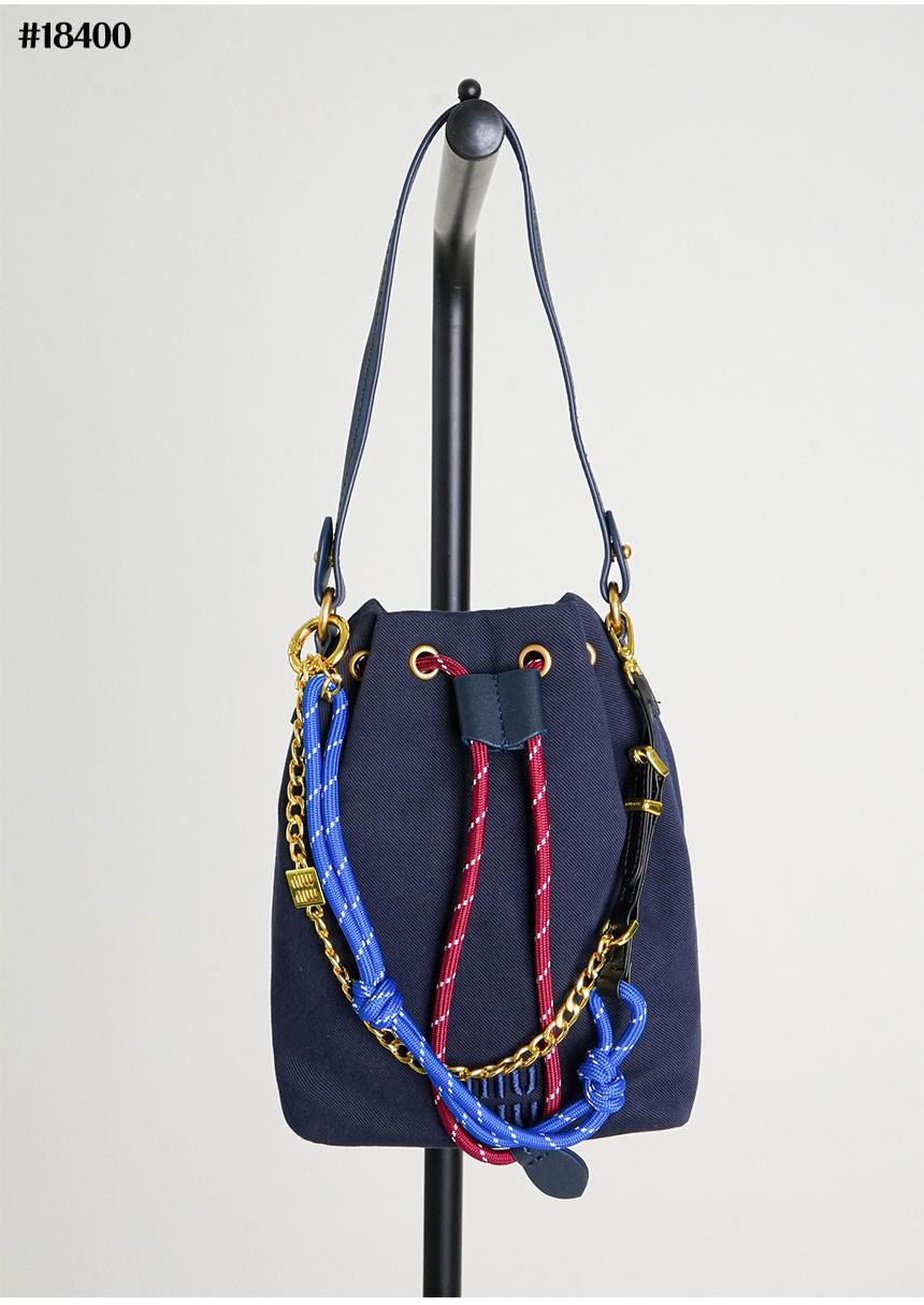 Miu Miu Logo Canvas Drawstring Bucket Bag