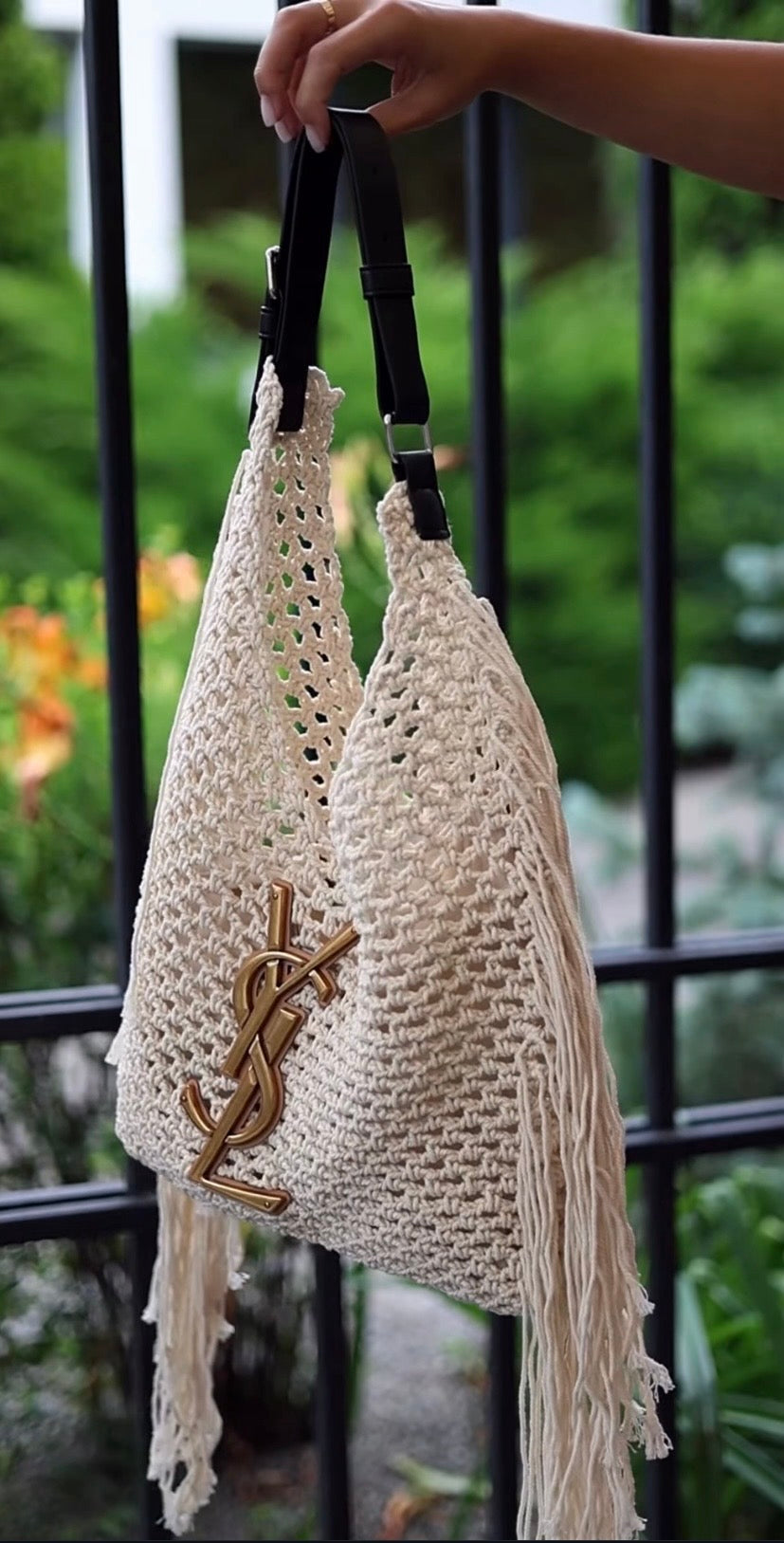 Saint Laurent Crochet Fringe Hobo Bag
